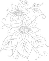 Floral coloring page vector