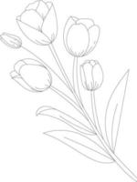 página para colorear de flores vector