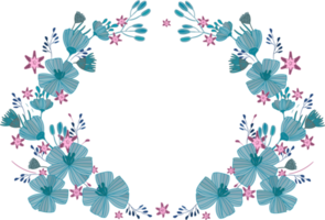 coroa de delicadas flores azuis png