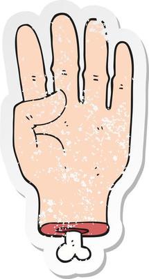 retro distressed sticker of a cartoon hand