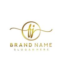 Initial FJ beauty monogram and elegant logo design, handwriting logo of initial signature, wedding, fashion, floral and botanical with creative template. vector