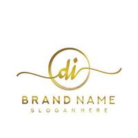 Initial DI beauty monogram and elegant logo design, handwriting logo of initial signature, wedding, fashion, floral and botanical with creative template. vector