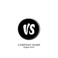 Initial VS with black circle brush logo template vector