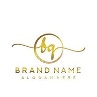 Initial FQ beauty monogram and elegant logo design, handwriting logo of initial signature, wedding, fashion, floral and botanical with creative template. vector