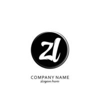 Initial ZL with black circle brush logo template vector