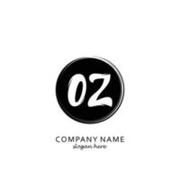 Initial OZ with black circle brush logo template vector