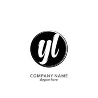 Initial YL with black circle brush logo template vector