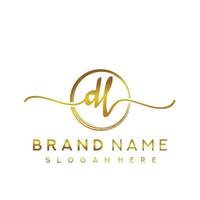 Initial DL beauty monogram and elegant logo design, handwriting logo of initial signature, wedding, fashion, floral and botanical with creative template. vector