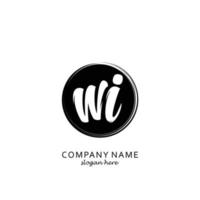 Initial WI with black circle brush logo template vector