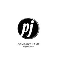 Initial PJ with black circle brush logo template vector