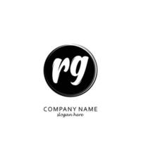 Initial RG with black circle brush logo template vector