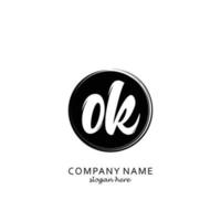 Initial OK with black circle brush logo template vector