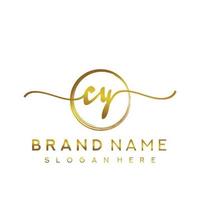 Initial CY beauty monogram and elegant logo design, handwriting logo of initial signature, wedding, fashion, floral and botanical with creative template. vector