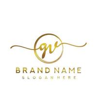 Initial GV beauty monogram and elegant logo design, handwriting logo of initial signature, wedding, fashion, floral and botanical with creative template. vector