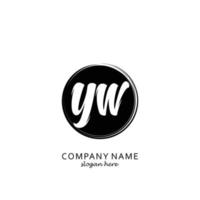 Initial YW with black circle brush logo template vector