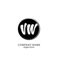 Initial VW with black circle brush logo template vector