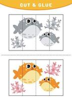 Cut and glue worksheet for kids vector