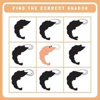 Find correct shadow worksheet for kids vector