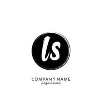 Initial LS with black circle brush logo template vector