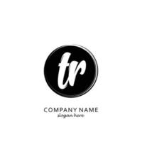 Initial TR with black circle brush logo template vector
