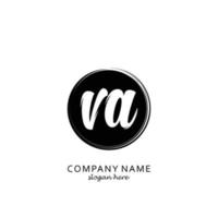 Initial VA with black circle brush logo template vector