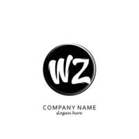 Initial WZ with black circle brush logo template vector