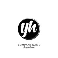 Initial YH with black circle brush logo template vector