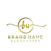 Initial BU beauty monogram and elegant logo design, handwriting logo of initial signature, wedding, fashion, floral and botanical with creative template. vector