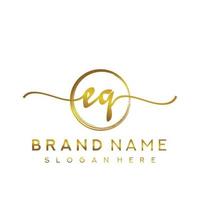 Initial EQ beauty monogram and elegant logo design, handwriting logo of initial signature, wedding, fashion, floral and botanical with creative template. vector