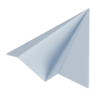 3d bläulich weiße papierflugzeugillustration premium png