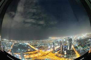 Panorama of down town Dubai city at night photo