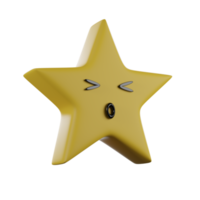 3D rendering yellow star with transparent background. png