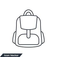 schoolbag icon logo vector illustration. Backpack symbol template for graphic and web design collection