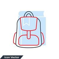 schoolbag icon logo vector illustration. Backpack symbol template for graphic and web design collection