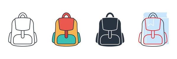 schoolbag icon logo vector illustration. Backpack symbol template for graphic and web design collection