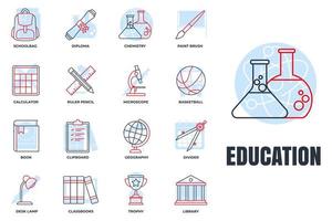 Set of Education back to school icon logo vector illustration. back to school pack symbol template for graphic and web design collection