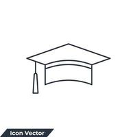 Ilustración de vector de logotipo de icono de gorro de graduación. plantilla de símbolo de gorra académica cuadrada para la colección de diseño gráfico y web