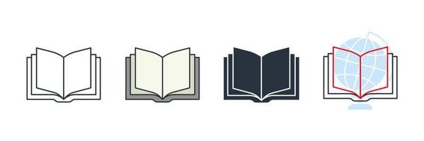 Ilustración de vector de logotipo de icono de libro. plantilla de símbolo de libro para la colección de diseño gráfico y web