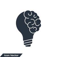 Idea creativa. cerebro en la ilustración de vector de logotipo de icono de bombilla. plantilla de símbolo de conocimiento para la colección de diseño gráfico y web