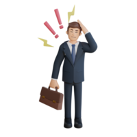 Businessman is dizzy thinking about work character 3d character illustration png