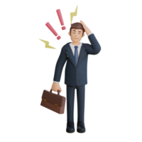 el hombre de negocios está mareado pensando en el personaje de trabajo ilustración de personaje 3d png