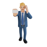 empresário mostrando personagem de cartão de visita ilustração de personagem 3d