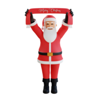 Santa claus mascot 3d character illustration holding a scarf png