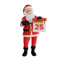 de kerstman claus mascotte 3d karakter illustratie Holding kalender png