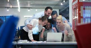 Startup Business Team At A Meeting at modern office building photo