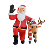 Santa claus mascot 3d character illustration waving png