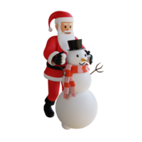 Santa claus mascot 3d character illustration make snow sculptures png