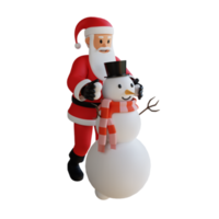 ilustración de personaje 3d de mascota de santa claus hacer esculturas de nieve png