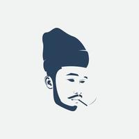 LOGO MEN SMOKING ILLUSTRATION ICON SYMBOL VECTOR DESIGN