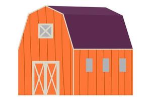 Cute hand drawn farm house. White background, isolate. Vector illustration.